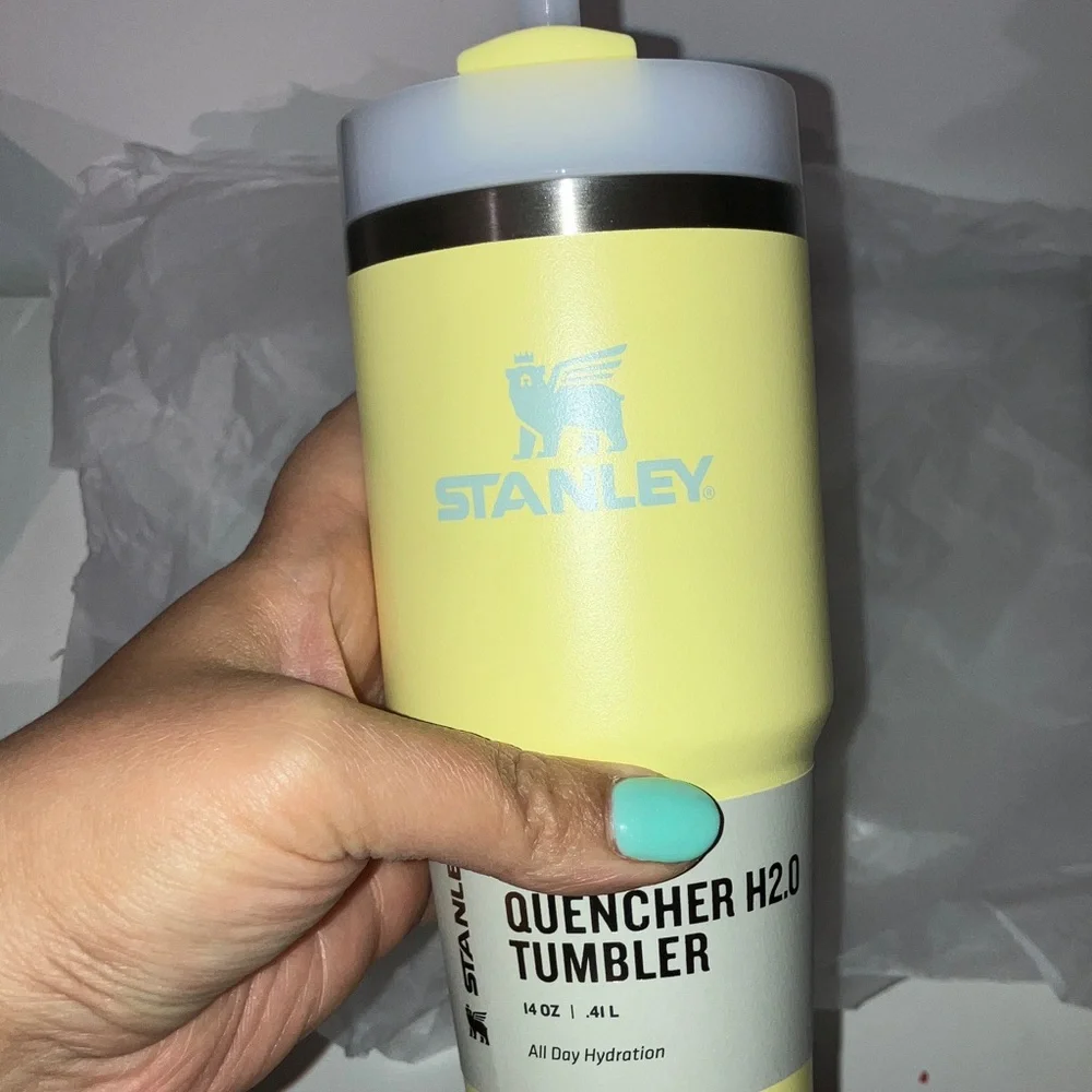 NEW Stanley Yellow 14 ounce Tumbler with Gray Lid and Straw pomelo color - Picture 7 of 8